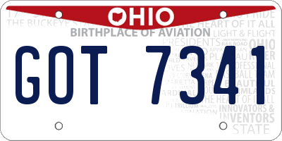 OH license plate GOT7341