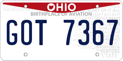 OH license plate GOT7367