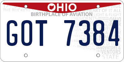 OH license plate GOT7384