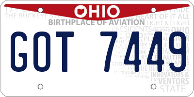 OH license plate GOT7449