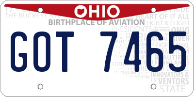 OH license plate GOT7465