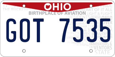 OH license plate GOT7535