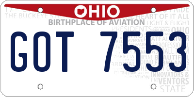 OH license plate GOT7553