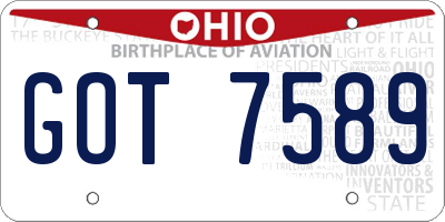 OH license plate GOT7589