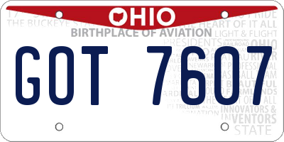 OH license plate GOT7607