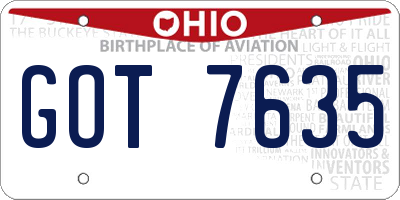 OH license plate GOT7635