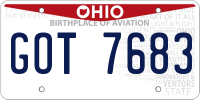 OH license plate GOT7683
