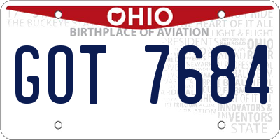 OH license plate GOT7684