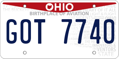 OH license plate GOT7740