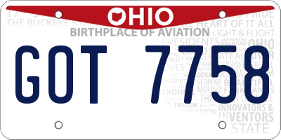 OH license plate GOT7758