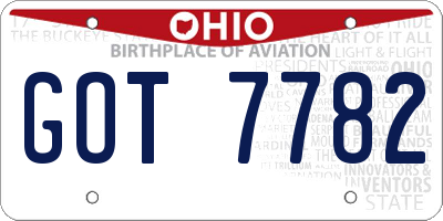 OH license plate GOT7782