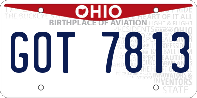 OH license plate GOT7813
