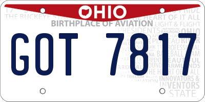 OH license plate GOT7817
