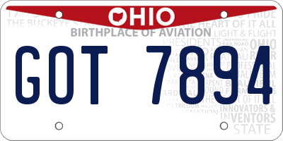 OH license plate GOT7894