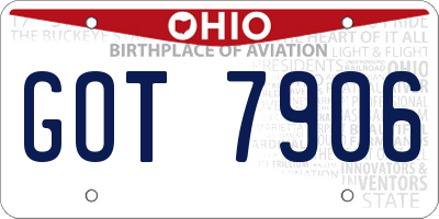 OH license plate GOT7906