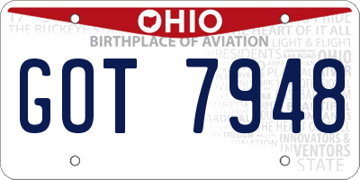 OH license plate GOT7948