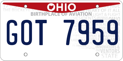 OH license plate GOT7959