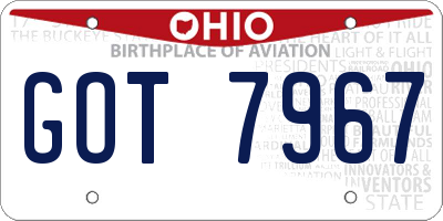 OH license plate GOT7967
