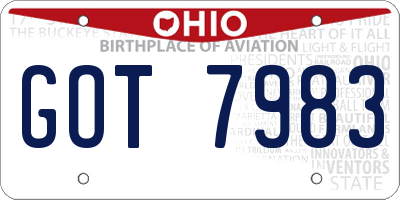 OH license plate GOT7983