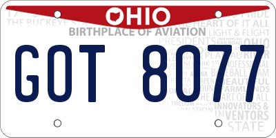 OH license plate GOT8077
