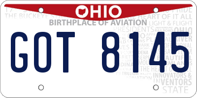 OH license plate GOT8145