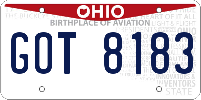 OH license plate GOT8183
