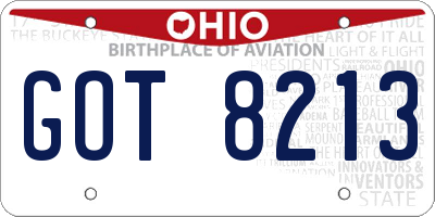OH license plate GOT8213