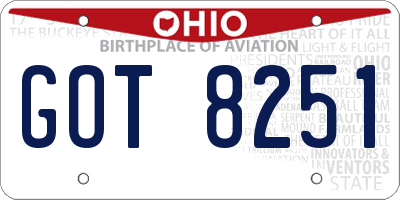 OH license plate GOT8251