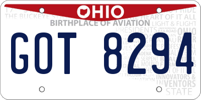 OH license plate GOT8294