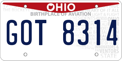 OH license plate GOT8314