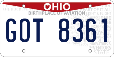 OH license plate GOT8361