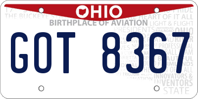 OH license plate GOT8367