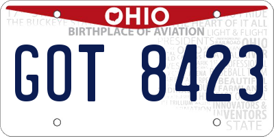 OH license plate GOT8423