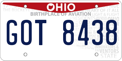 OH license plate GOT8438
