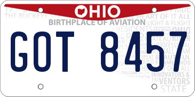 OH license plate GOT8457