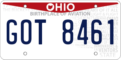 OH license plate GOT8461