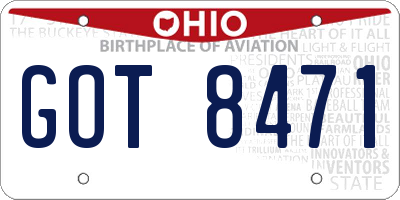 OH license plate GOT8471