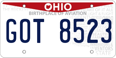 OH license plate GOT8523
