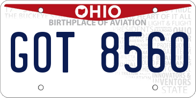 OH license plate GOT8560
