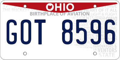 OH license plate GOT8596