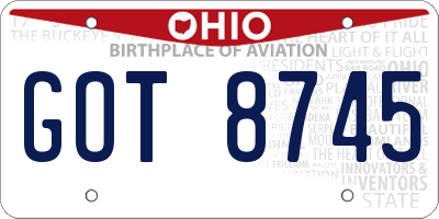 OH license plate GOT8745