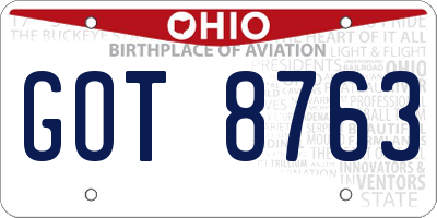 OH license plate GOT8763