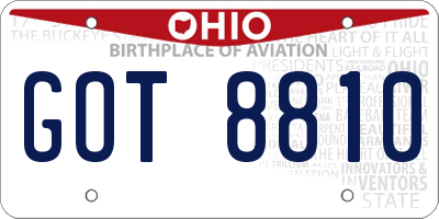 OH license plate GOT8810