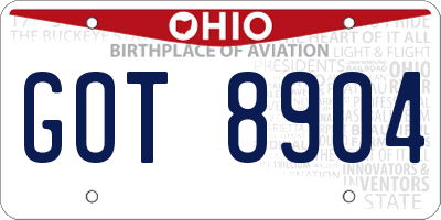 OH license plate GOT8904