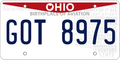 OH license plate GOT8975