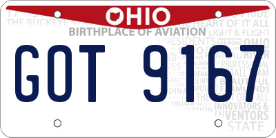 OH license plate GOT9167