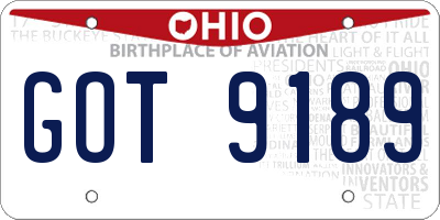 OH license plate GOT9189