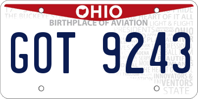 OH license plate GOT9243