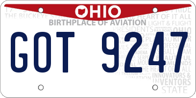 OH license plate GOT9247