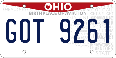 OH license plate GOT9261